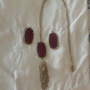 Kendra Scott Gold and Deep Red Necklace Set